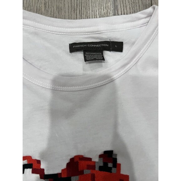 Rare French Connection Digi Motorcycle Shirt Sz Med White embroidered great cond - Picture 2 of 6